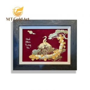 Tranh tùng hạc diên niên – Quà cưới, quà mừng thọ cao cấp (25x32cm)