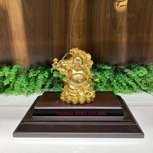 Tượng di lặc phong thủy dát vàng (17x20x24cm)