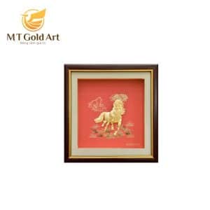 Tranh mã đáo thành công dát vàng 24k ( 20×20)