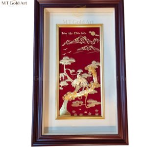 Tranh tùng hạc diên nien 40x65cm