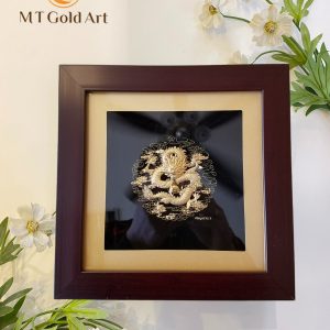 Tranh rồng phú quý dát vàng (30x30cm)