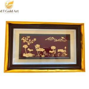 Tranh hồ hoa sen dát vàng (40x65cm)